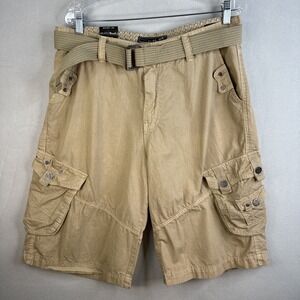 Broken Thread Cargo Shorts Mens 36 Khaki 12" Inseam Belted NWT Casual